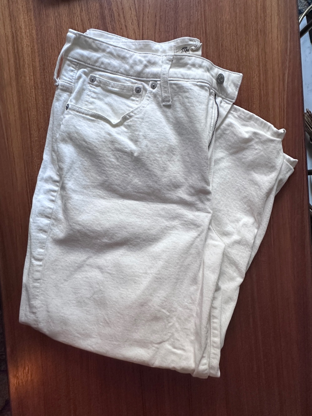 Madewell White Cropped Wide-Leg Jeans